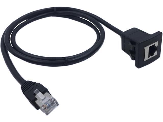 CERRXIAN RJ45 Male to Female LAN Ethernet Network Cat 5e Panel Mount Cable (Black)(1m)