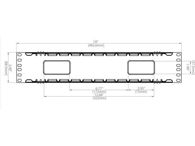 Raising Electronics 19 Inch 2U Rack Mount Cable Management Unit 12 Slots with Panel Plastic