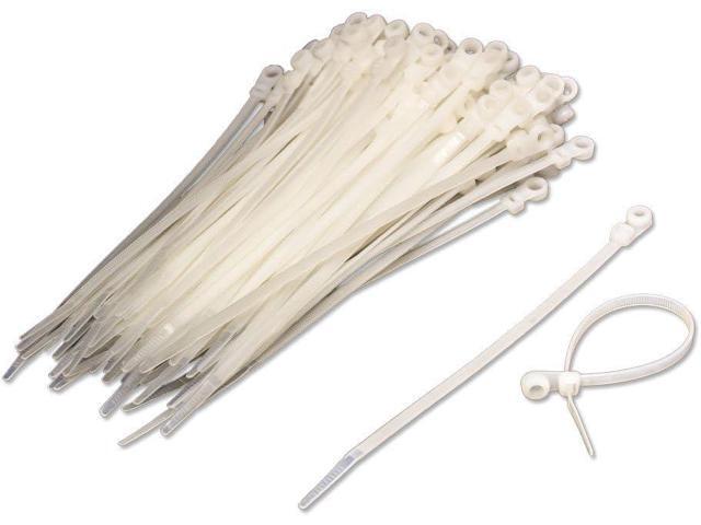 NavePoint 8 Inch Mount Head Screw Cable Wire Zip Tie 50 lbs Natural White 100 Pack Lot Pcs