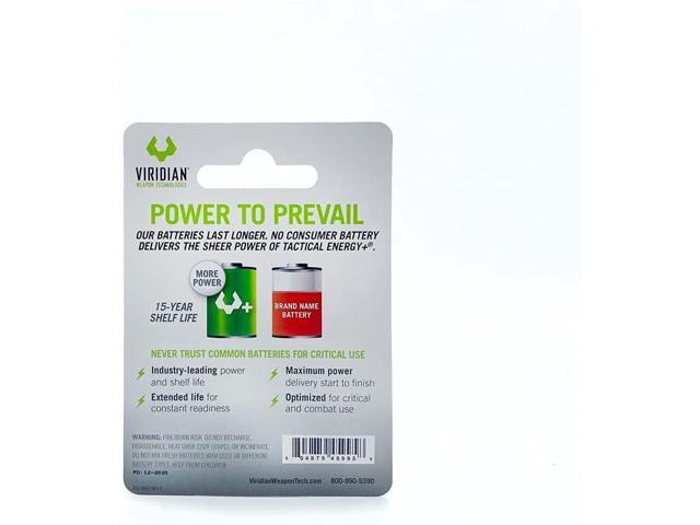 Viridian CR 1/3N Tactical Energy Plus Lithium Batteries, 3 Volt (Retail Pack of 4)