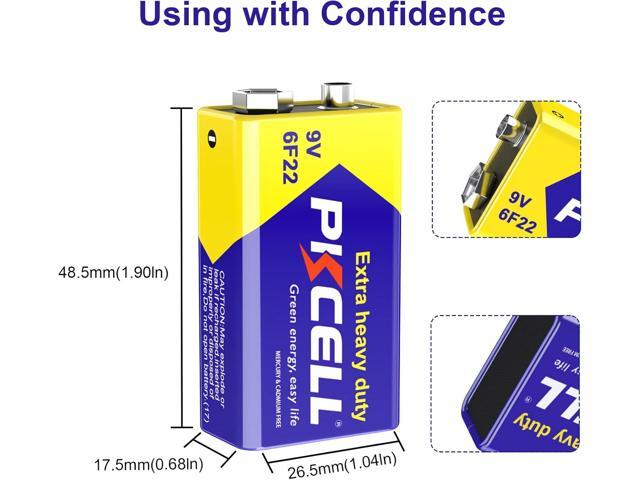 9V 6F22 Batteries High-Power Batteries Long Battery Life 9 Volt Carbon Batteries 3 Years Shelf Life, Leak-Proof 9V Batteries Suitable for Smoke...