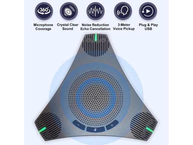 Conference Speaker and Microphone, 360° Omnidirectional USB Speakerphone Microphone with USB Hub, Noise Reduction/Echo Cancellation Computer...
