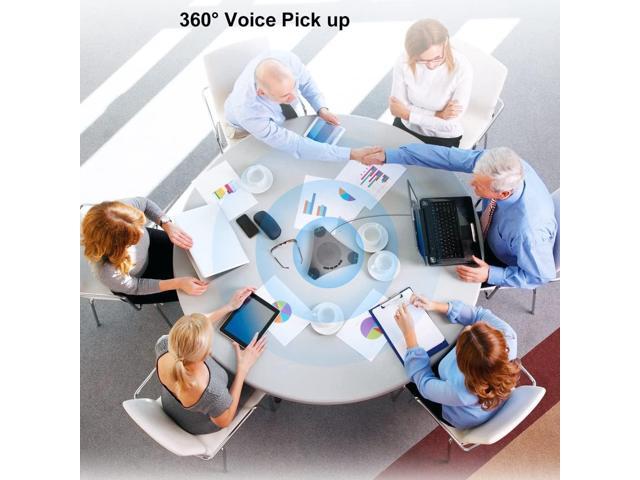 Conference Speaker and Microphone, 360° Omnidirectional USB Speakerphone Microphone with USB Hub, Noise Reduction/Echo Cancellation Computer...