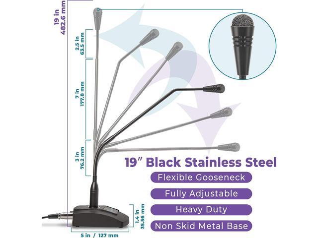ECS WordSentry Professional Gooseneck Microphone 3.5mm Uni-Directional Conference Mic Anti Slip Base and Adjustable Heavy Duty Metal Design