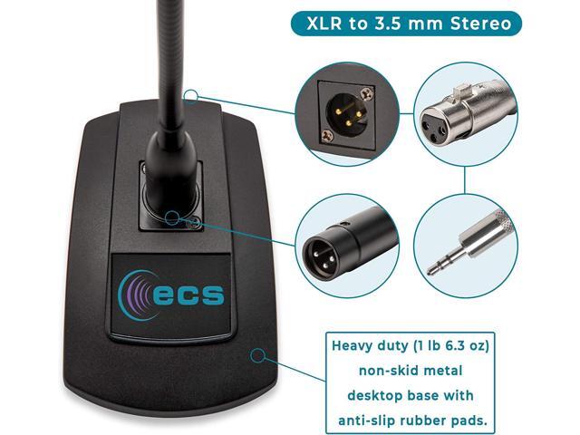 ECS WordSentry Professional Gooseneck Microphone 3.5mm Uni-Directional Conference Mic Anti Slip Base and Adjustable Heavy Duty Metal Design