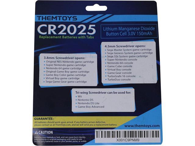 Tabbed CR2025 Batteries 10-pack, 2025 Battery Gameboy Cartridge Battery CR2025 Battery Tabs Solder, Color GBC CR2025 3v Lithium Battery, CR2025...