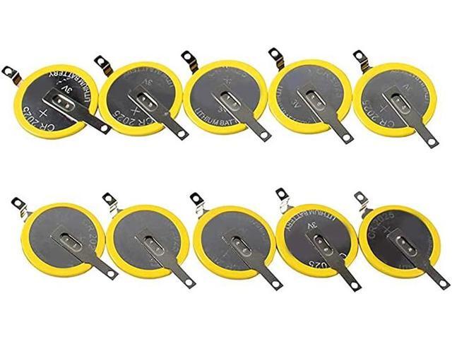 Tabbed CR2025 Batteries 10-pack, 2025 Battery Gameboy Cartridge Battery CR2025 Battery Tabs Solder, Color GBC CR2025 3v Lithium Battery, CR2025...