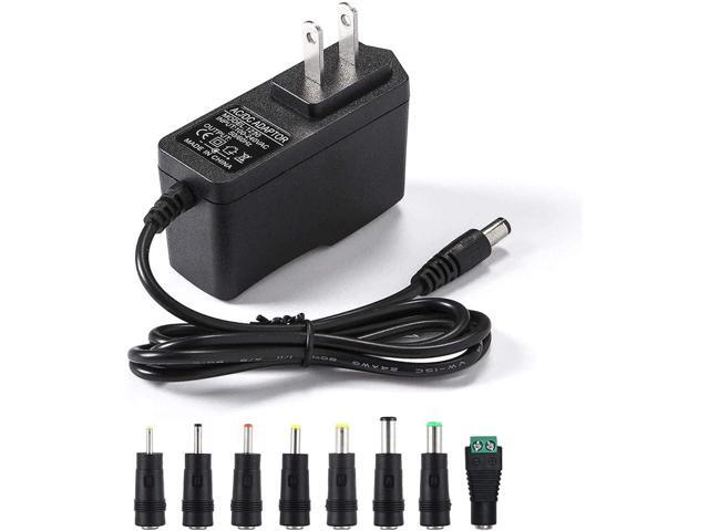 12V 2A Power Supply AC Adapter Replacement with 8 Tips, Regulated 12 Volts 2000mA Cord Charger for LED Strip Light, CCTV Camera, GPS, Webcam,...