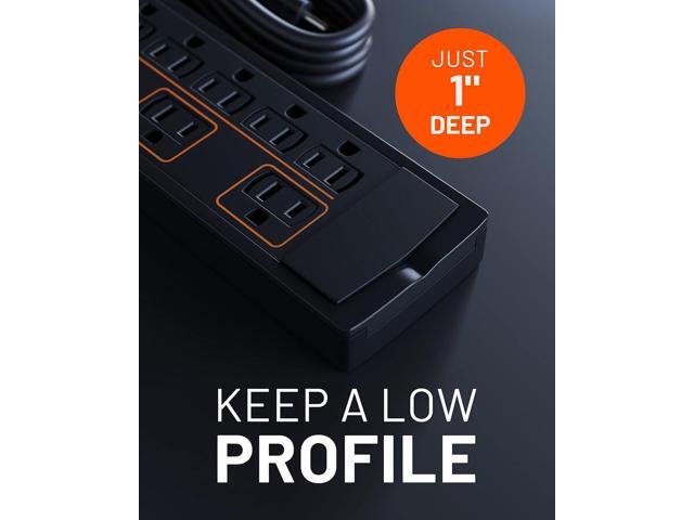 ECHOGEAR ShockBlocker 8 Outlet Surge Protector Power Strip - Slim Design Can Power & Protect Your Entire TV, Office, Or Gaming Setup - Advanced...