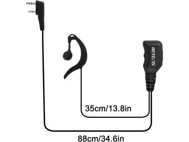 Retevis Walkie Talkie Earpiece with Mic G Shape 2 Pin Adjustable Volume Headset Compatible with Retevis H-777 RT22 RT21 Baofeng UV-5R 888S 2 Way...