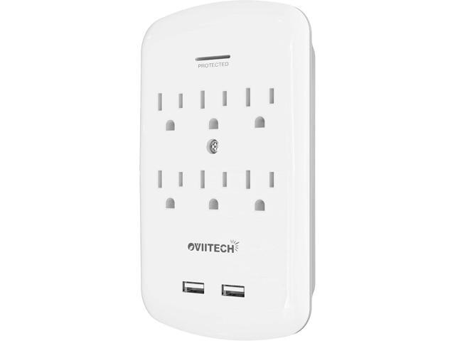 Oviitech 6 Outlet Surge Protector,900 Joules Wall Adapter Tap with 2 USB Charger, Dual 3.1A USB Ports, 3-Prong Wall Mount Outlet Plugs,ETL...