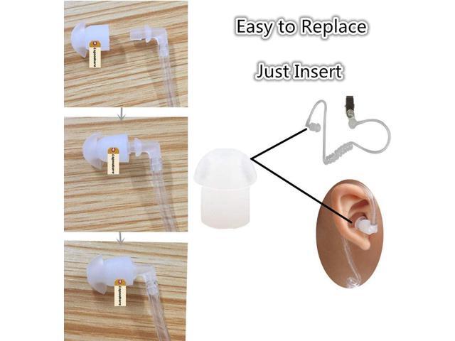 Lsgoodcare 50Pack White Silicone Rubber Replacement Mushroom EarTips Earbud Compatible for Motorola Kenwood Icom Yaesu Baofeng HYT Midland Cobra...