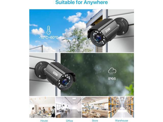 ZOSI 1080P HD TVI Security Camera for Home Office Surveillance CCTV System Bullet BNC Camera with Night Vision Black
