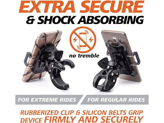 Bike & Motorcycle Phone Mount - For iPhone 14 (13, Xr, SE, Max/Plus), Galaxy S22 or any Cell Phone - Universal ATV, Mountain & Road Bicycle...