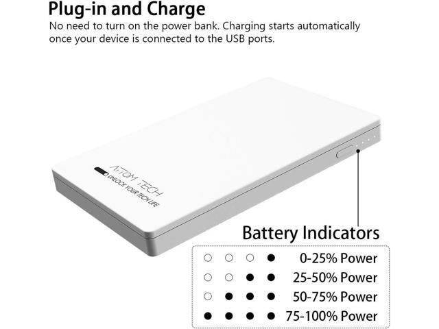 Dual USB Output Super Slim Power Bank Ultra Thin, 3000mAh Portable Charger Mini External Phone Battery Pack Small Dual Outlet, Emergency Phone...