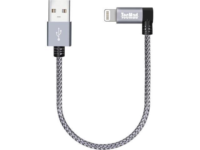TecMad 0.65ft Short iPhone Charger Cord [C89 MFi Certified] 90 Degree Ligthning Cable, Nylon Braided for iPhone 14/14 Pro, AirPods Pro, iPhone...