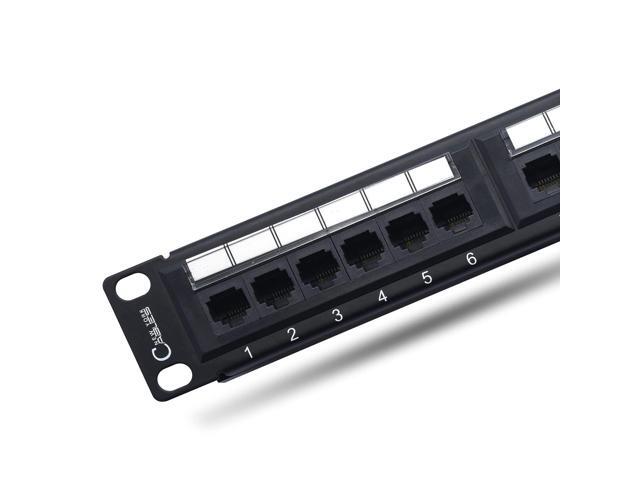 NewYork Cables 12 Port Cat6 Patch Panel 1U Horizontal Wall Mount, 10Gb Ethernet Keystone UTP Punch Down Panel for Home, Office, IT Servers & Data...