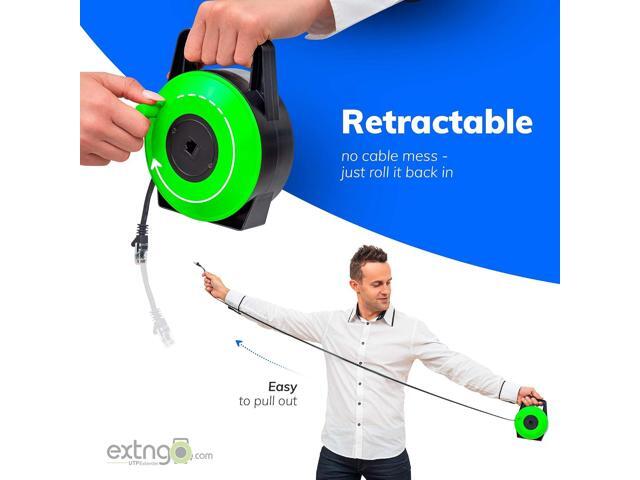 Retractable Network Cable Extender, 33 Ft (10 Meter) CAT 6 Ethernet Cable Flat-Portable 1Gbps Data Speed-Swiftly Setup Temp Networks-Cascadable...