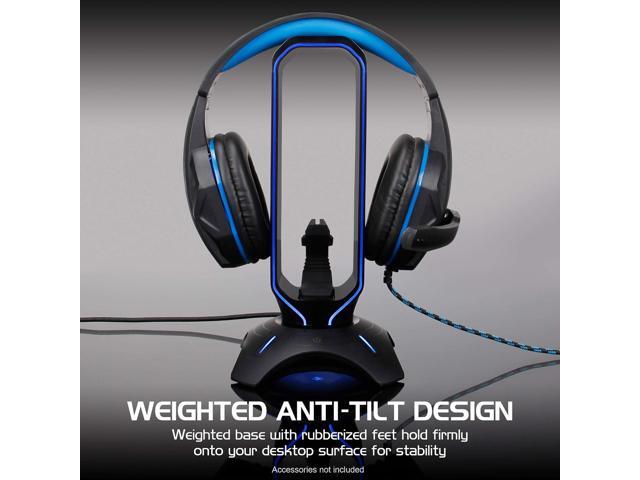 ENHANCE PC Gaming Headset Stand with Mouse Bungee - RGB Headphone Holder, 2 USB Ports, 7 LED Color Modes, Compatible with Desktops, Keyboards,...