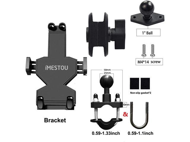 iMESTOU Aluminium Motorcycle Phone Mount U-Bolt Handlebar 1' Ball Stem Cellphone Holder 360 Rotating with Length Width Adjustable Universal for...