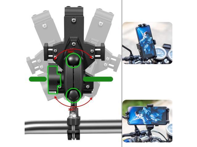 iMESTOU Aluminium Motorcycle Phone Mount U-Bolt Handlebar 1' Ball Stem Cellphone Holder 360 Rotating with Length Width Adjustable Universal for...
