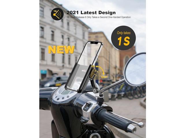 Motorcycle Phone Mount, 1S Quick Release Anti Shake Motorbike Phone Holder for 3.5-7.0 Inch Smartphone for Motorcycle Mirror Phone Mount with 360°...