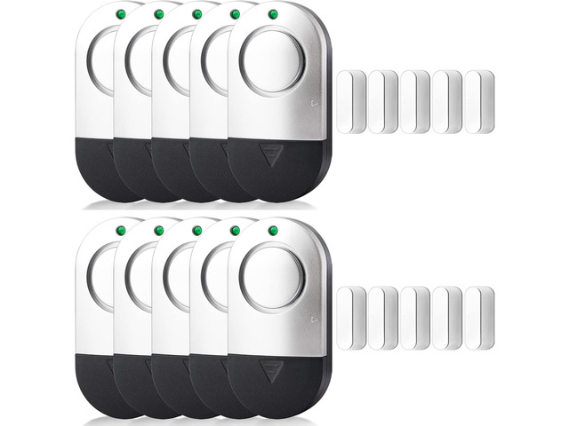Door Window Alarms, 120DB Door Alarms for Kids Safety, Door Entry Alert with Chime for Home Store Pool, 10 Pack Silver Gray