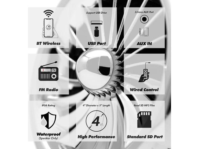 GoHawk Motorcycle Speakers Bluetooth 4 Inch Waterproof Radio Audio System and 1000W Amplifier AUX USB SD FM Radio, Great for Use with...