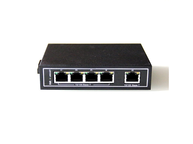 WIWAV WDH-5ET-DC 10/100Mbps Unmanaged 5-Port Industrial Ethernet Switches with DIN Rail/Wall-Mount (UL Listed, Fanless, -30°C~75°C)