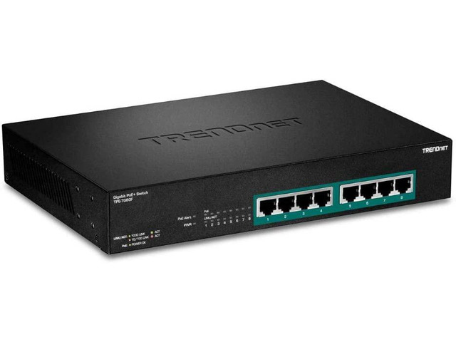 TRENDnet 8-Port Gigabit Full Power Poe+ Switch, 8 x Gigabit PoE+ Ports, 240W Power Budget, 16Gbps Switching Capacity, Rack Mountable, Ethernet...