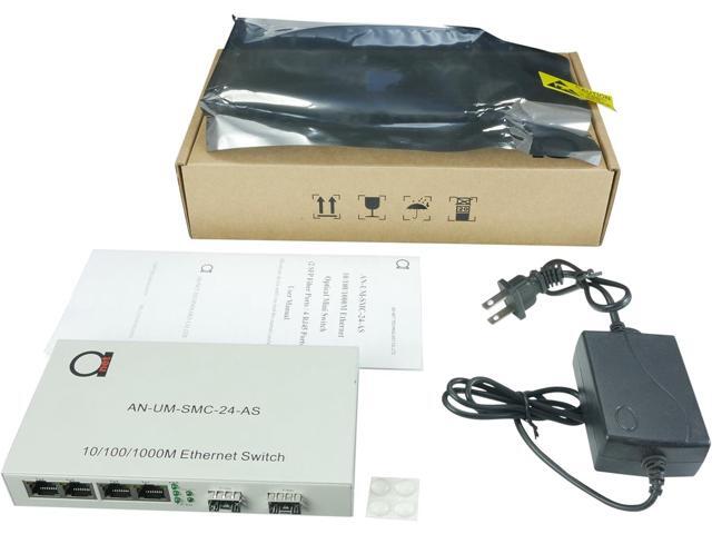 2 x Open SFP Slot + 4 x UTP Cat5e/Cat6 10/100/1000 Copper Ports - Gigabit Ethernet - Fiber Media Converter - Mini Switch - AutoSensing - SFP Slot...