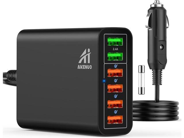 Multi Ports USB Car Charger, 96W 6 Port QC3.0 Fast Adapter Multiple Ports, with Four Quick Charge 3.0 Port, 12V-24V Multi Device Cigarette Lighter...
