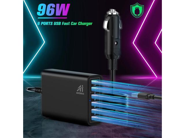 Multi Ports USB Car Charger, 96W 6 Port QC3.0 Fast Adapter Multiple Ports, with Four Quick Charge 3.0 Port, 12V-24V Multi Device Cigarette Lighter...