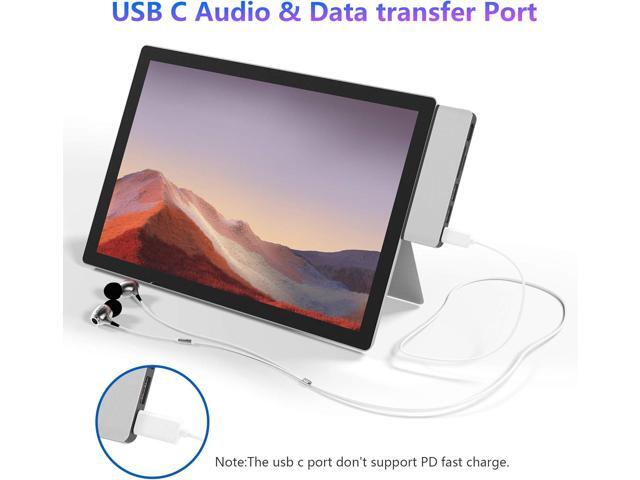 Surface Pro 7 USB C Hub, 6-in-2 Aluminum Surface Pro 2019 Dock with 4K HDMI Adapter+ USB C Audio & Data Transfer Port +2 USB 3.0+SD/TF Card Reader,...