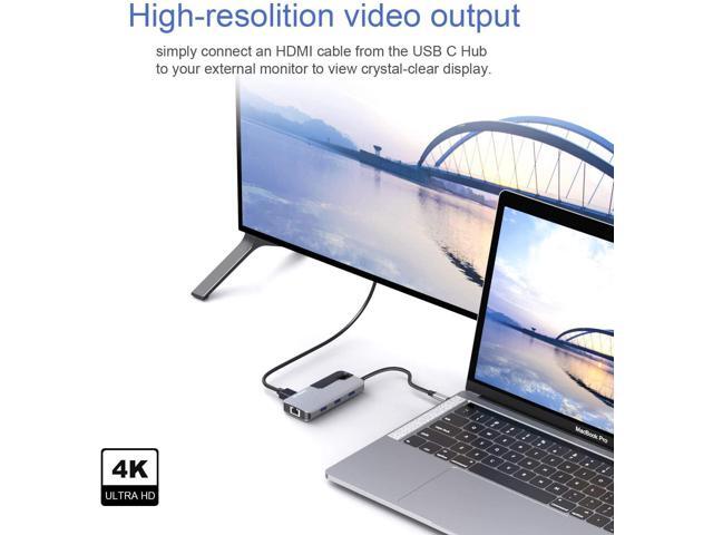USB C to Ethernet Adapter, USB C Hub with 1Gbps RJ45 Docking Station 4K HDMI, Up to 100W Pd Port, 3 USB 3.0 Ports, Compatible for MacBook Pro,...