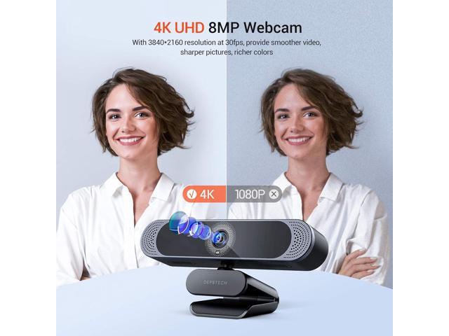 DEPSTECH 4K Webcam, DW49 HD 8MP Equipped with Sony Sensor Autofocus Webcam with Microphone, Privacy Cover, Plug Play USB Computer Web Camera for...