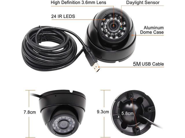 2 Megapixel USB Camera 1080P Webcam Day Night Vision Indoor Outdoor Dome Camera, 0.01LUX Low Illumination OTG Camera,H.264 Camcorders with 24pcs IR...