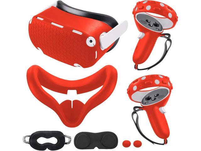 Compatible with Oculus Quest 2 Accessories, Silicone Face Cover, VR Shell Cover,Touch Controller Grip Cover,Protective Lens Cover,Disposable Eye Cover