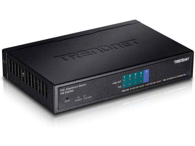 TRENDnet 5-Port Gigabit EdgeSmart PoE+ Switch, 4 x Gigabit PoE+ Ports, 1x Gigabit Port, 31W PoE Power Budget, Managed PoE+ Switch, Wall mountable,...