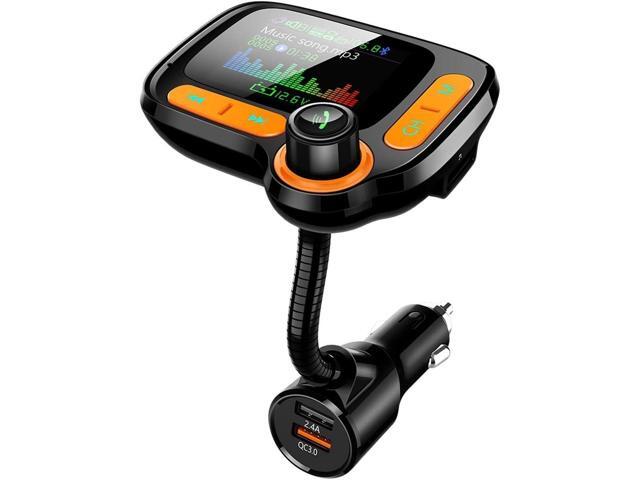 TSNAM Bluetooth FM Transmitter Car Adapter,Support Wireless Handsfree Call and MP3 Music/APP Audio Play,1.8' Color Screen,3 USB Charger,3.5mm AUX...
