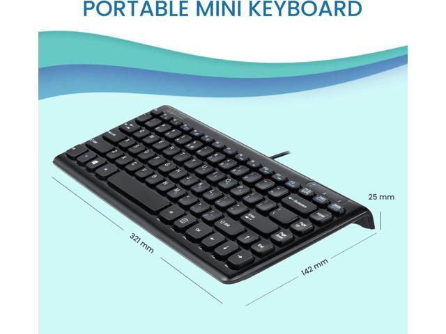 Perixx PERIBOARD-407B US, Wired USB Mini Keyboard with 11 Hot Keys - Glossy Black - US English Layout