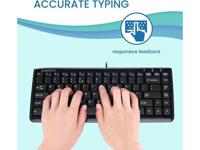 Perixx PERIBOARD-407B US, Wired USB Mini Keyboard with 11 Hot Keys - Glossy Black - US English Layout