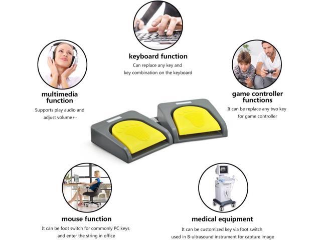 iKKEGOL USB Double 2 Foot Switch Control Pedal Video Game Customized PC Keyboard Multimedia Key Free Drive HID