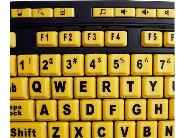 Adesso AKB-132UY - Luminous 4 X Large Print Multimedia Desktop USB Keyboard, Black Yellow