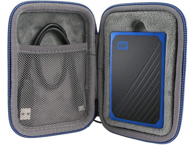 c Hard Travel Case Replacement for WD My Passport Go Cobalt SSD 500G / 1TB Portable External Storage (Black Case + Blue Zipper)