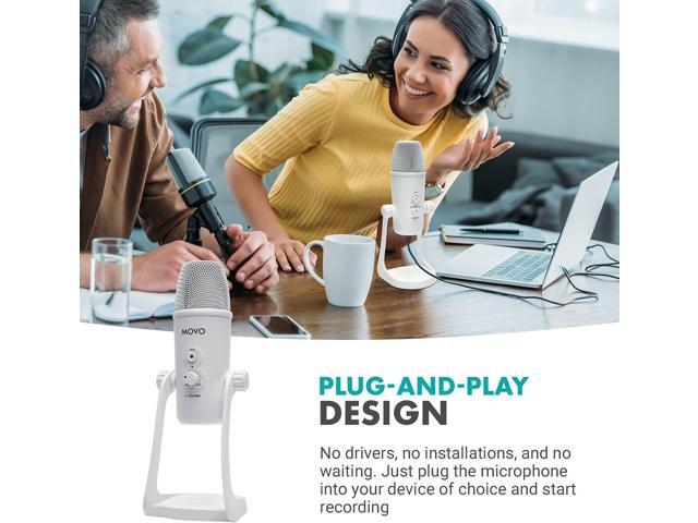 Movo UM700W White Desktop USB Microphone for Computer - Studio Mic with 4 Pickup Patterns - USB Gaming Microphone for PC, Mac, and Android - Best...