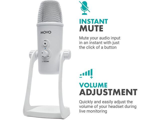 Movo UM700W White Desktop USB Microphone for Computer - Studio Mic with 4 Pickup Patterns - USB Gaming Microphone for PC, Mac, and Android - Best...