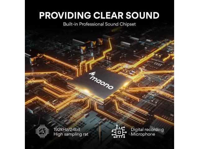 USB Microphone, MAONO 192KHZ/24Bit Plug & Play PC Computer Podcast Condenser Cardioid Metal Mic Kit with Professional Sound Chipset for Recording,...
