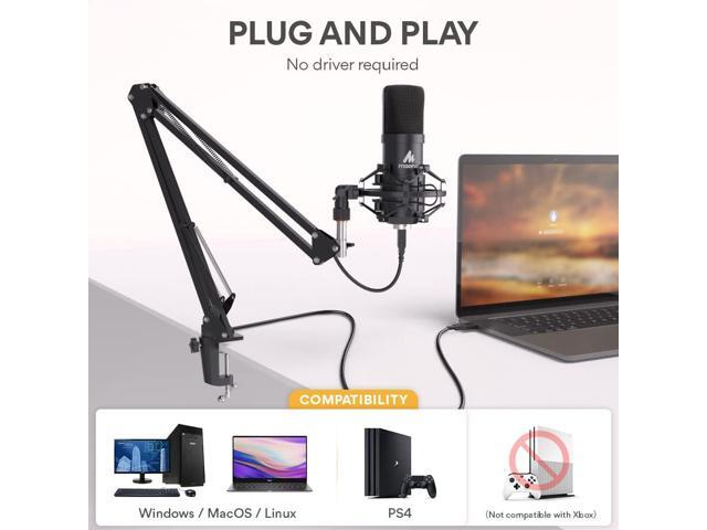 USB Microphone, MAONO 192KHZ/24Bit Plug & Play PC Computer Podcast Condenser Cardioid Metal Mic Kit with Professional Sound Chipset for Recording,...