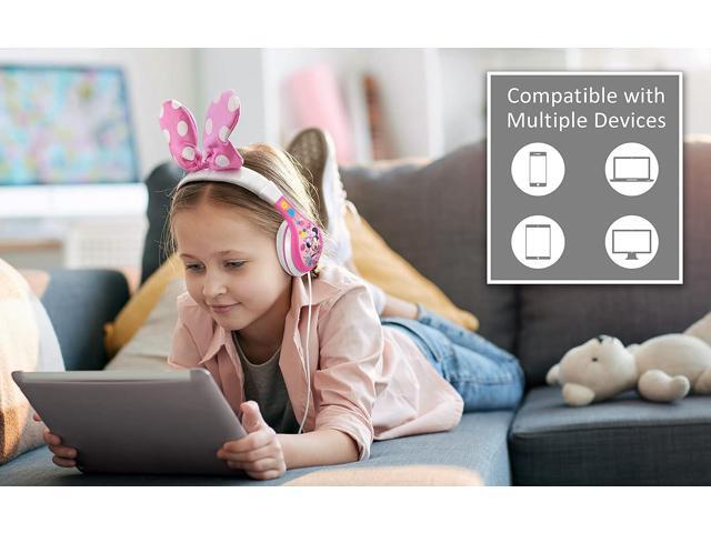 eKids Minnie Mouse Headphones for Kids, Wired Headphones for School, Home or Travel